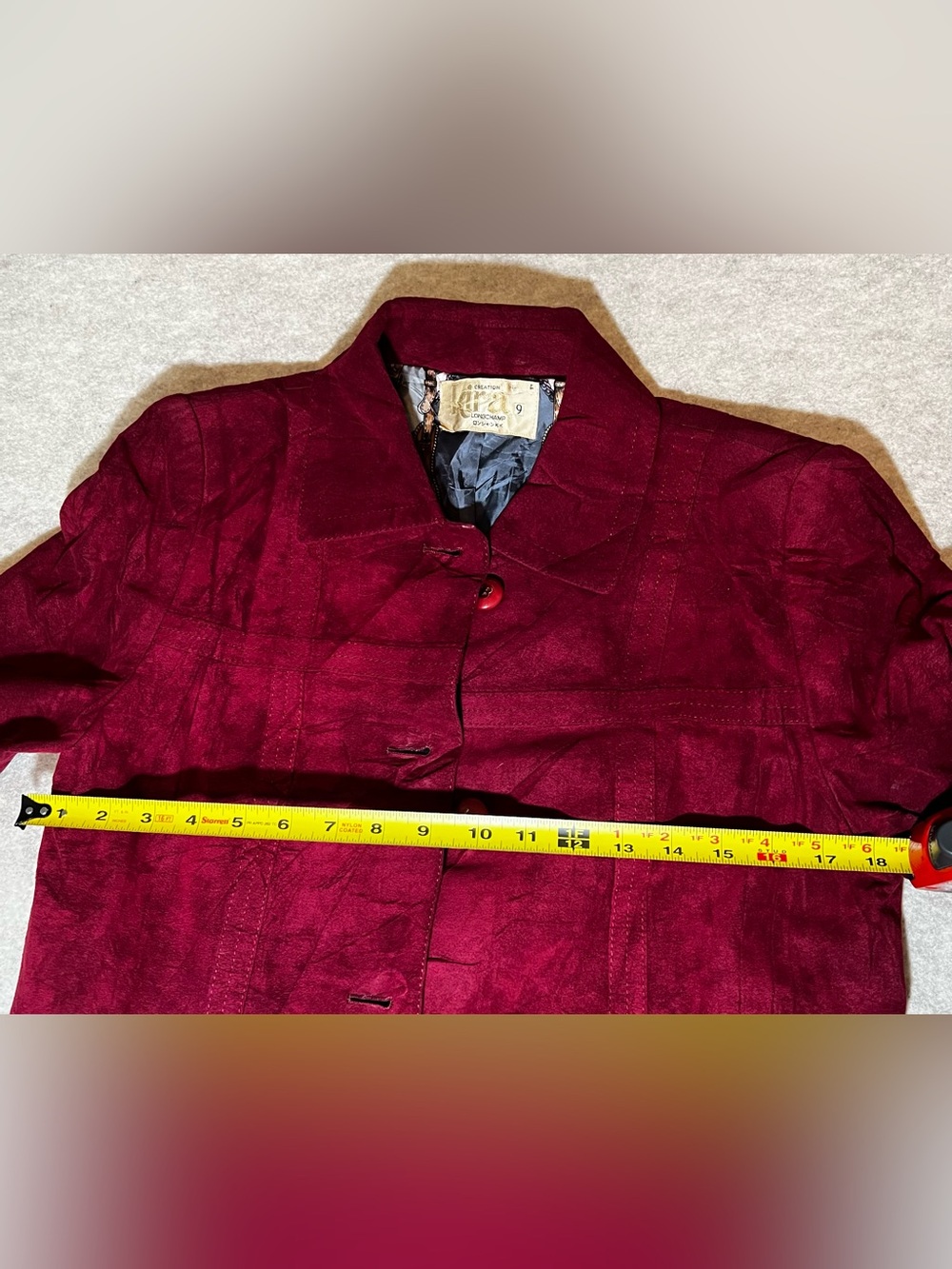 Vintage KIRA Longchamp Burgundy Suede Coat – Japan Size 9 - Picture 10 of 10